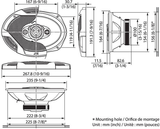 JVC Autolautsprecher Set Koaxial 6x9 Zoll mit 90W RMS (4 Weg)
