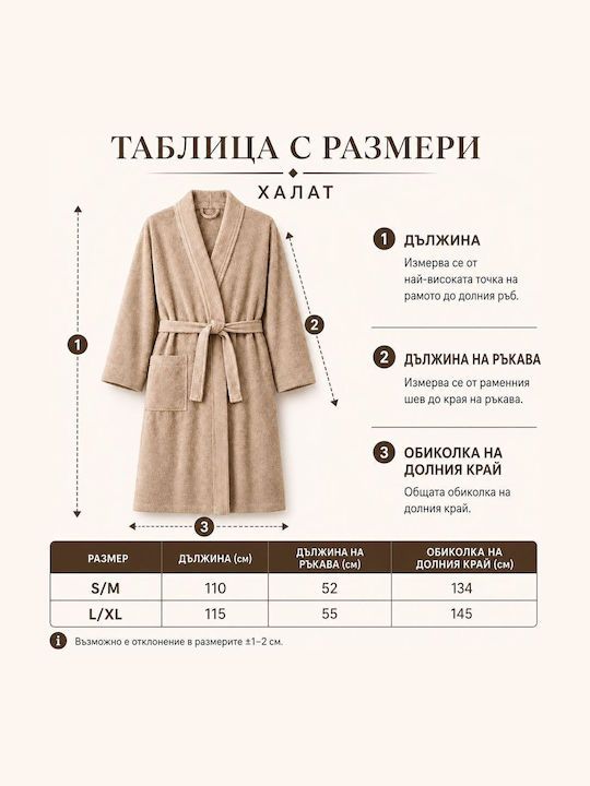 Rebeka Home Rebeka Home Bademantel Mit Halsband Beige 450g/m² Rebeka Home Rebeka Home Bademantel Mit Halsband Beige 450g/m²