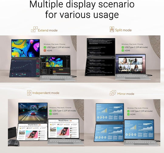 Asus ZenScreen Duo MB14FCD IPS HDR Portable Monitor 14" FHD 1920x1200 with Response Time 5ms GTG