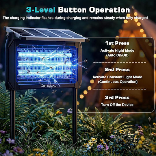 Lampa Aparat Electric Anti-Insecte Solar cu Grilaj de Înaltă Tensiune 10W