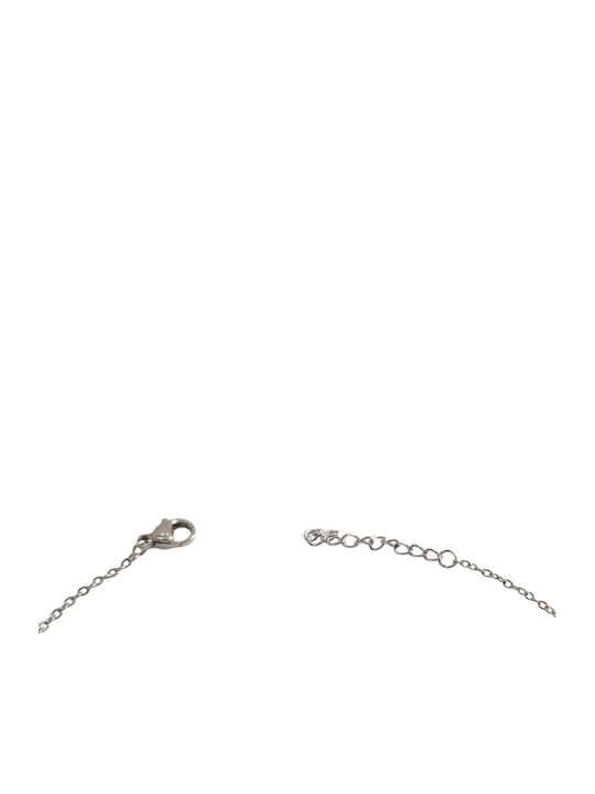 Kalliopi Silver Women's Chain Bracelet with Mum Design Made of Steel with Zircon 21cm