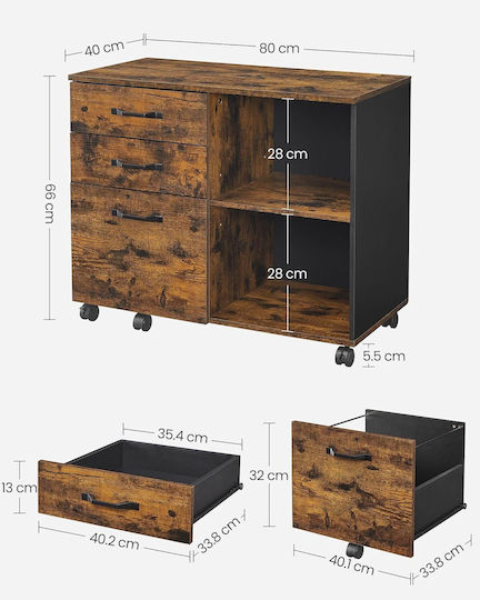 Ντουλάπι Γραφείου Ξύλινο με Ροδάκια 40x80x66cm