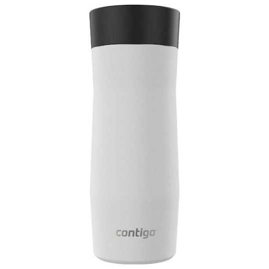 Contigo West Handled Tumbler Θερμός Ανοξείδωτο 470ml Λευκό Ματ με Καλαμάκι και Λαβή