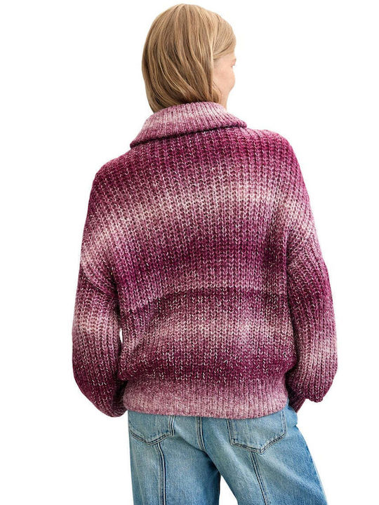 Damen Langärmeliges Strickpullover Wolle Burgundisch