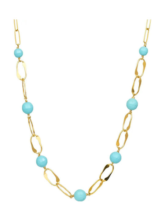 Gold Plated Silver Necklace Turquoise
