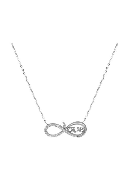 Colier Simbol Infinit Din Aur Alb 9 Carate Cu Zircon Colier Simbol Infinit Din Aur Alb 9 Carate Cu Zircon