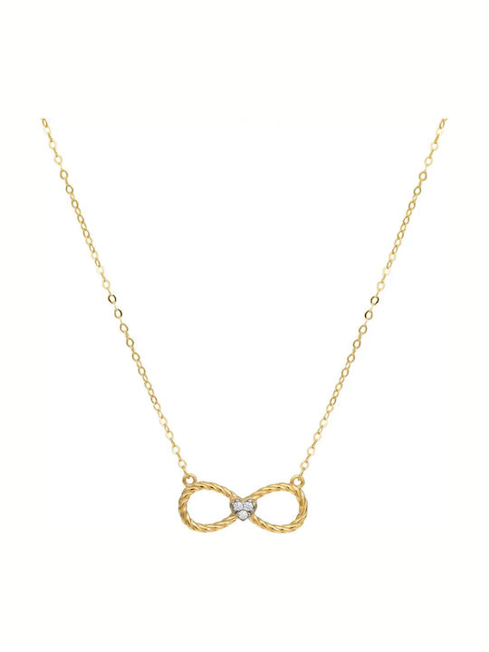 Colier Simbol Infinit Din Aur Galben 9 Carate Cu Zircon Colier Simbol Infinit Din Aur Galben 9 Carate Cu Zircon