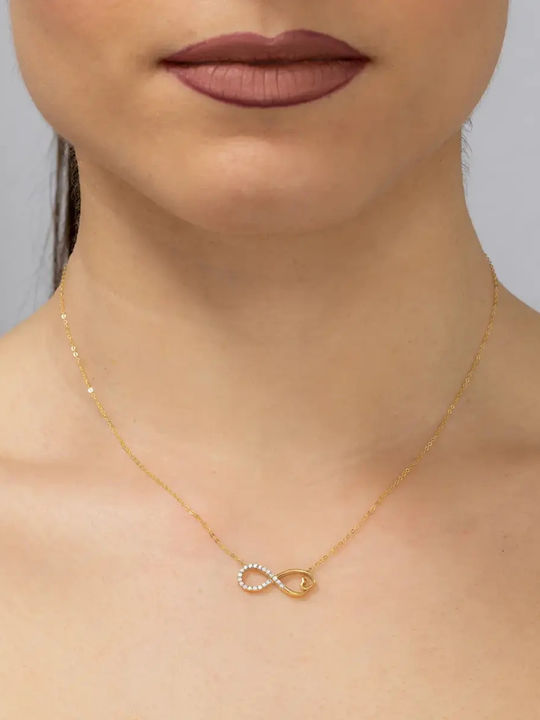 Halskette Unendlichkeit aus 9K Gold mit Zirkon