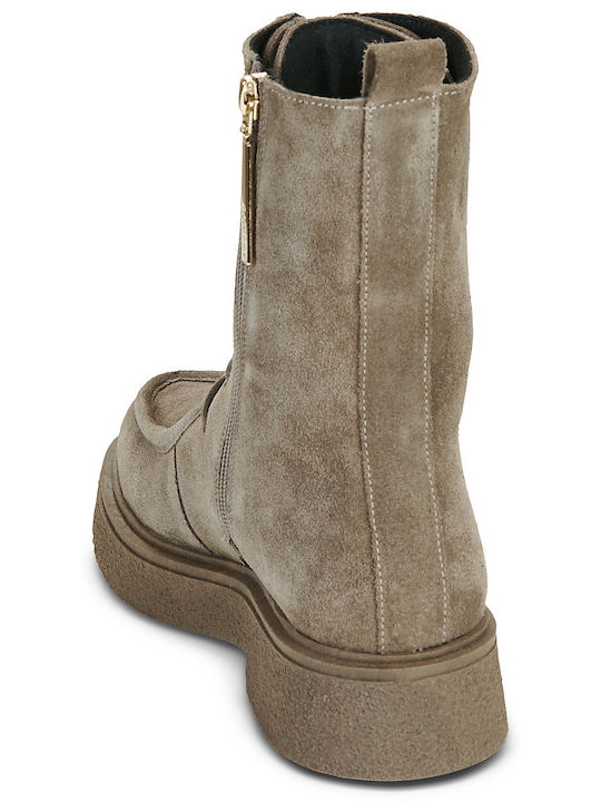 Leather Women's Ankle Boots Brown