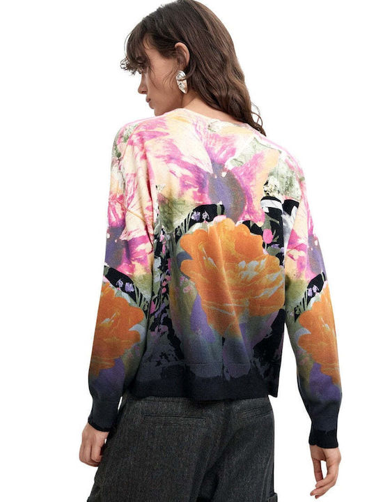 Damen Strickpullover Baumwollblumen Schwarz