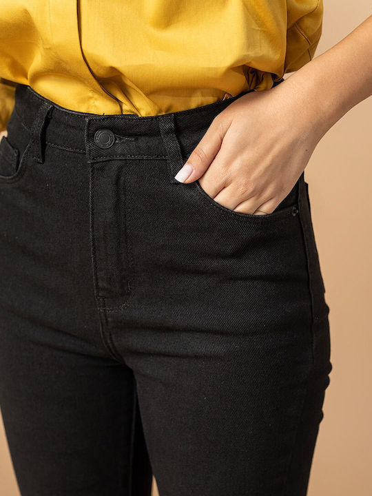 Elise Pantaloni Jean Damă Cu Talie Înaltă Cu Pantaloni Evazați Slim Negru