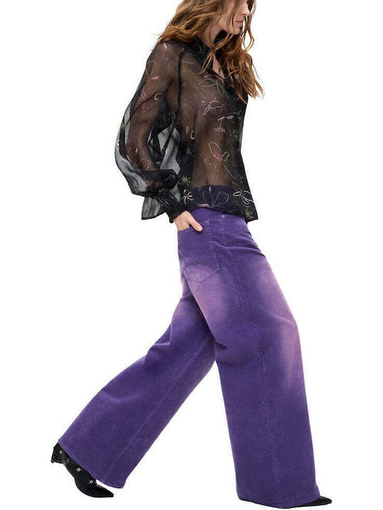 Pantaloni Jean de damă în Linie Wide Violet