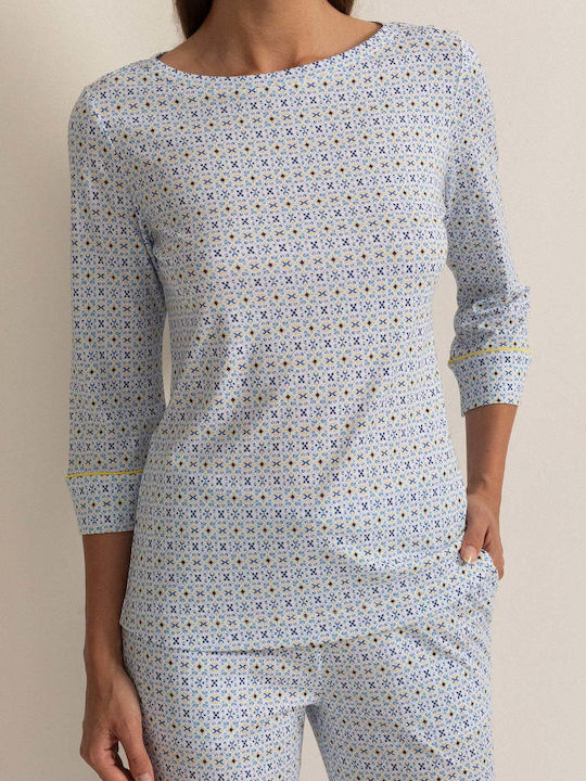 Sofiaman Bluza De Pijamale Dama De Iarnă Albastră