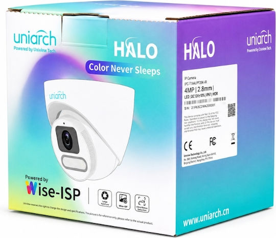 Uniarch IPC-T244-ADF28K-WP IP Κάμερα Παρακολούθησης Full HD+ 4MP Αδιάβροχη με Μικρόφωνο και Φακό 2.8mm