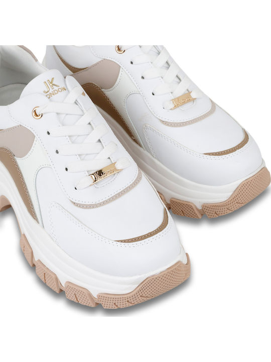 Γυναικεία Sneakers Λευκο Καμηλο Πουρο