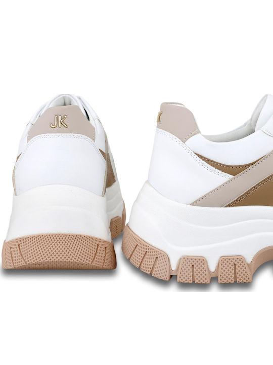 Γυναικεία Sneakers Λευκο Καμηλο Πουρο