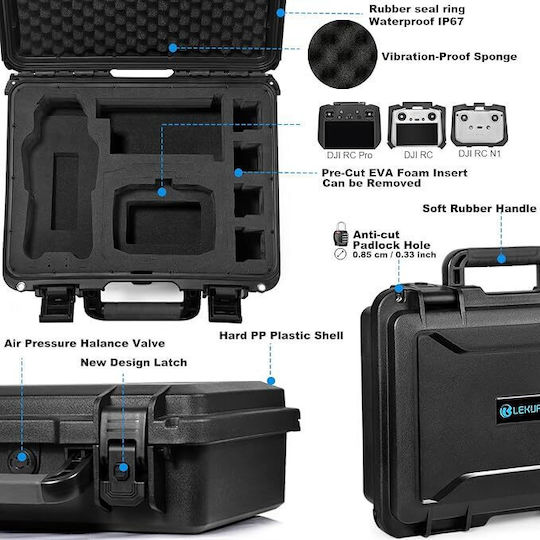 Lekufee Husă De Transport Neagră Din Plastic Pentru DJI Mavic 3 Pro / Mavic 3 / Mavic 3 Classic / Mavic 3 Cine 41.5x15x34.5cm