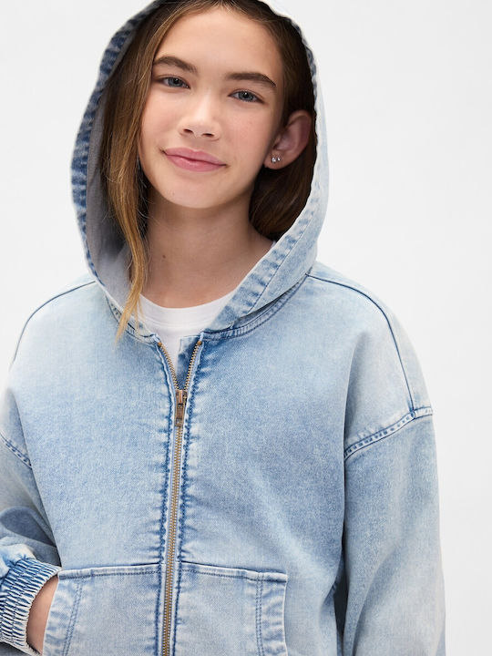 Kids Hooded Sweatshirt Cardigan Light Wash