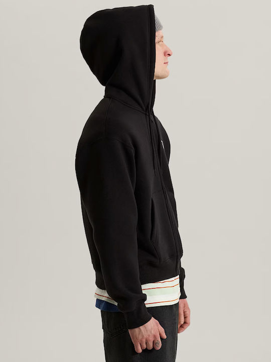 Stretch Logo Hooded Cardigan Black/white