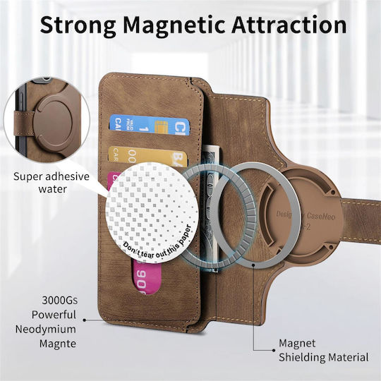 Caseneo Realme 16 Pro 5G Handyhülle Retro Leder Brieftasche Braune