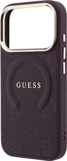 Case Guess Saffiano Peony & Ring Magsafe iPhone 18 Pro 17 Pro Бордо