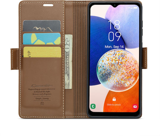 Caseme 023 Samsung Galaxy A14 4g/5g Rfid Wallet Leather Case Brown