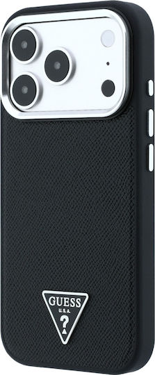 Калъф Guess Grained Triangle Logo Magsafe iPhone 18 Pro 17 Pro Черен