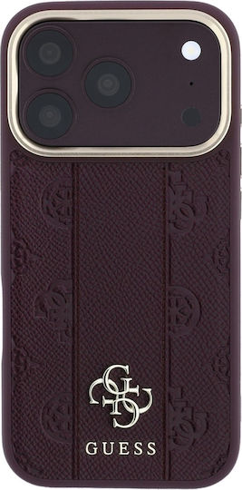Калъф Guess Stripe Peony 4g Logo Magsafe iPhone 18 Pro 17 Pro Бордо