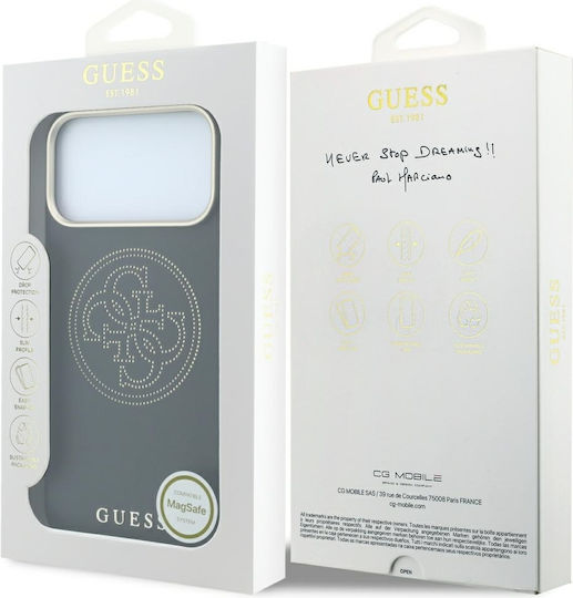 Калъф Guess Perforated 4g Gold Logo Magsafe iPhone 18 Pro 17 Pro Черен