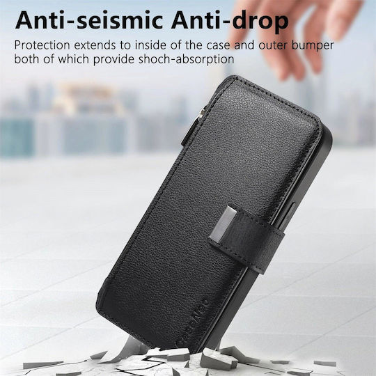 Caseneo Realme 16 Pro 5g Handyhülle Premium Leder Brieftasche Schwarz