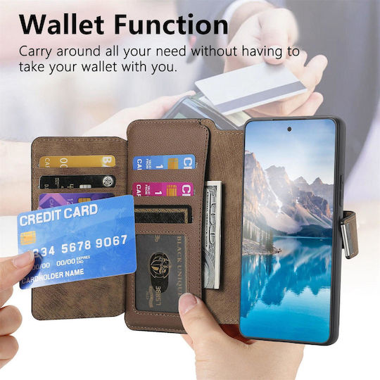 Caseneo Realme 16 Pro 5g Θήκη Premium Leather Πορτοφόλι Brown