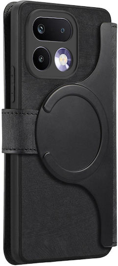 Caseneo Realme 16 Pro Plus 5G Handyhülle Retro Leder Brieftasche Schwarz