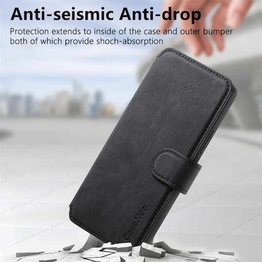 Caseneo Realme 16 Pro Plus 5G Handyhülle Retro Leder Brieftasche Schwarz