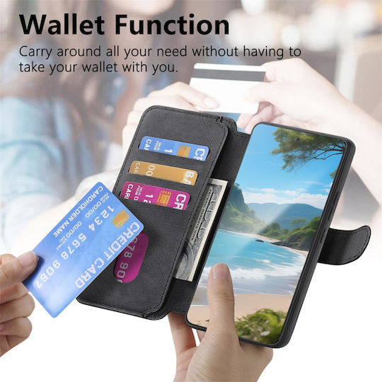 Caseneo Realme 16 Pro Plus 5G Handyhülle Retro Leder Brieftasche Schwarz