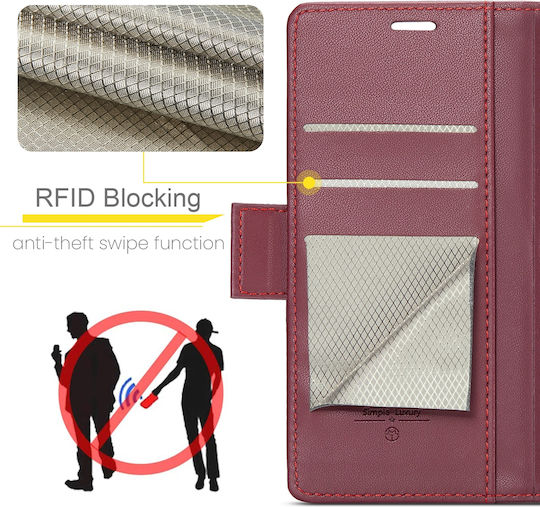 Caseme 023 Samsung Galaxy A16 5G RFID Wallet Leather Case Red