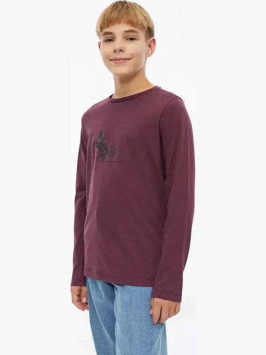 Kids Long-sleeved Burgundy Top