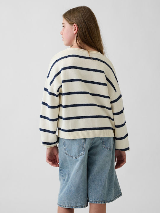 Kids Long-sleeved Sweater Ivory Frost Stripe