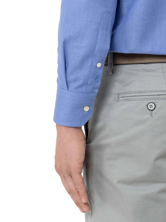 Dobby Long Sleeve Denim Shirt Blue