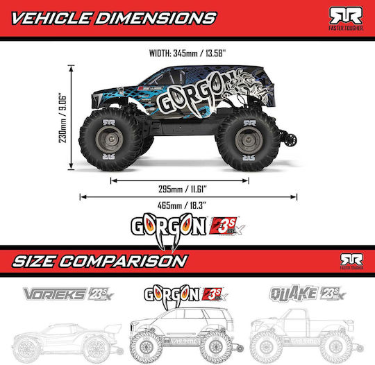 Arrma Gorgon 223s Радиоуправляем Автомобил Monster Truck 2WD Червен