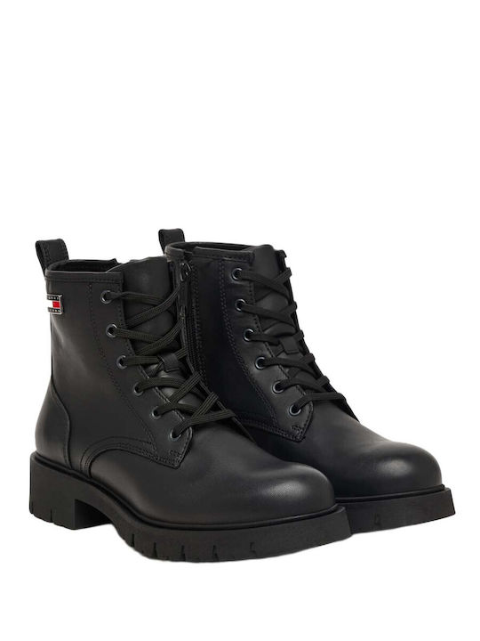 Tommy Hilfiger Leder Damen Stiefeletten Schwarz