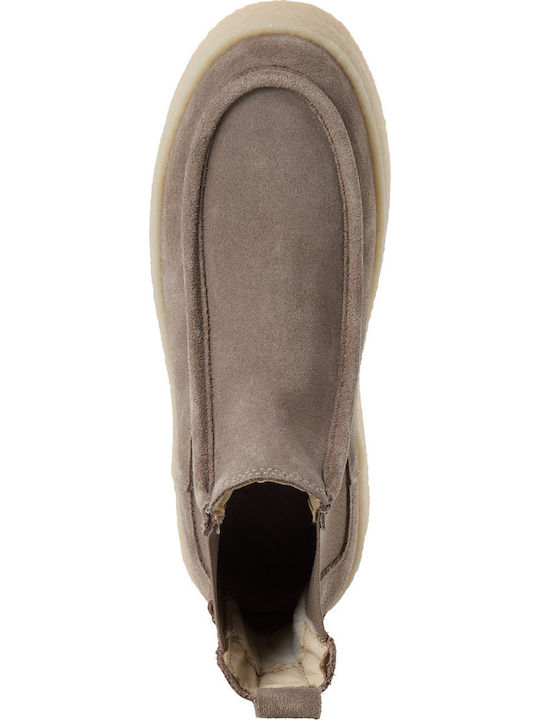 Suede Damen Chelsea-Stiefel Braun