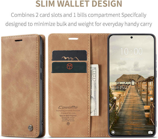 Caseme 013 Xiaomi 17t 5g Retro Leather Book Case Light Brown