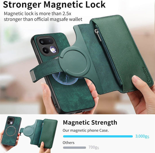 Caseneo Realme 16 Pro 5G Handyhülle Premium Leder Brieftasche Grüne