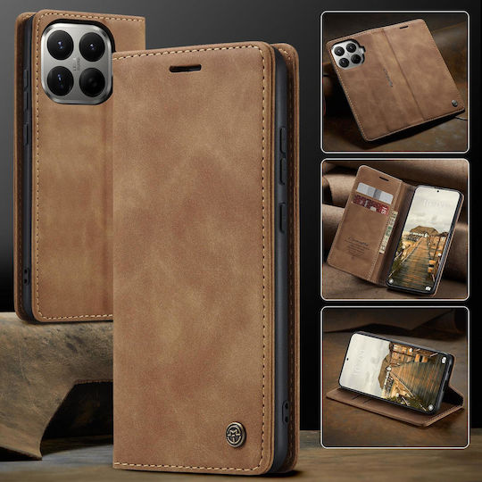Caseme 013 Xiaomi 17t 5g Retro Leather Book Case Light Brown