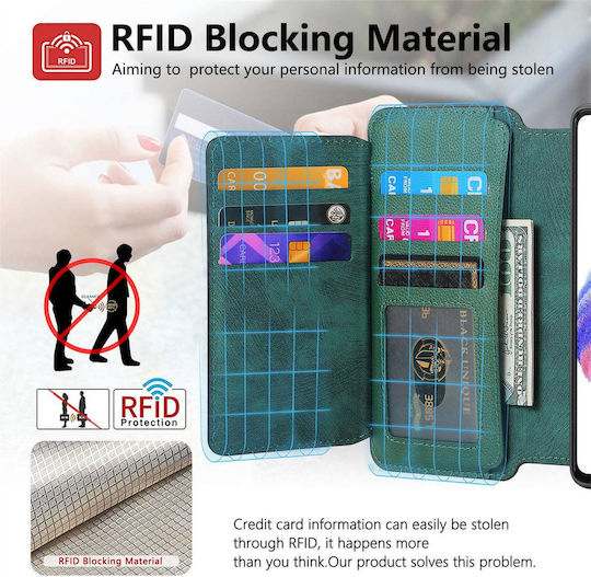 Caseneo Realme 16 Pro 5G Handyhülle Premium Leder Brieftasche Grüne