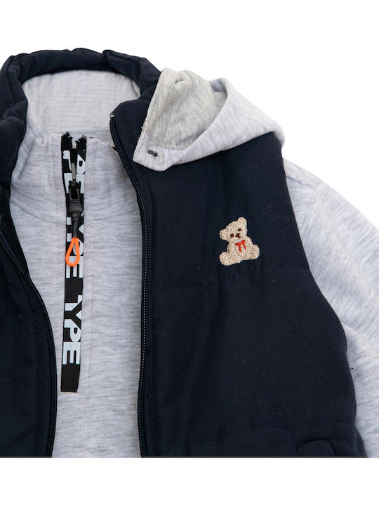 Kids Set with Pants & Coat Winter 3 Pieces Dark Blue