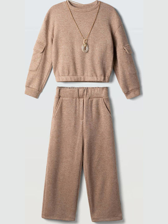Kids Clothing Set with Pants Winter 2 Pieces Beige Gold