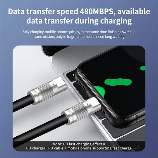 Leewello Leewello USB Typ-C Kabel männlich Schwarz 1,2m