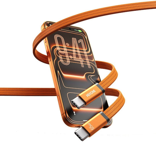 WK Braided Cable USB-C Male - USB-C 65W PD Orange 1.2m 115053