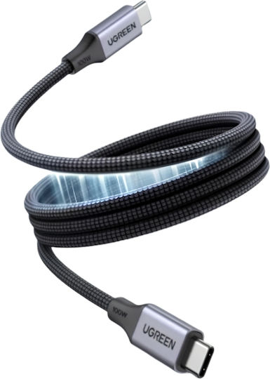 Ugreen L520 Магнитен / Плетен USB 2.0 Кабел USB-C Мъжки - USB-C 100W PD Сив 1m 55517